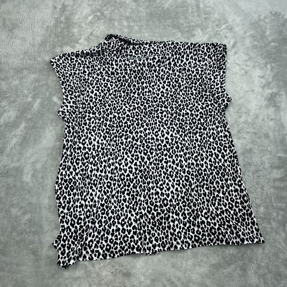 Michael Kors Womens Sleeveless Leopard Print Button-Down Shirt L NWT 4287 - Picture 2 of 8
